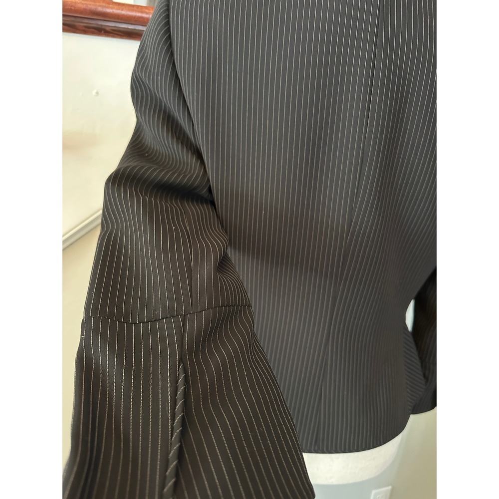 Vintage Y2K Tahari Arthur Levine Blazer 6 Black Pinstripe Designer Career Jacket - Picture 10 of 12